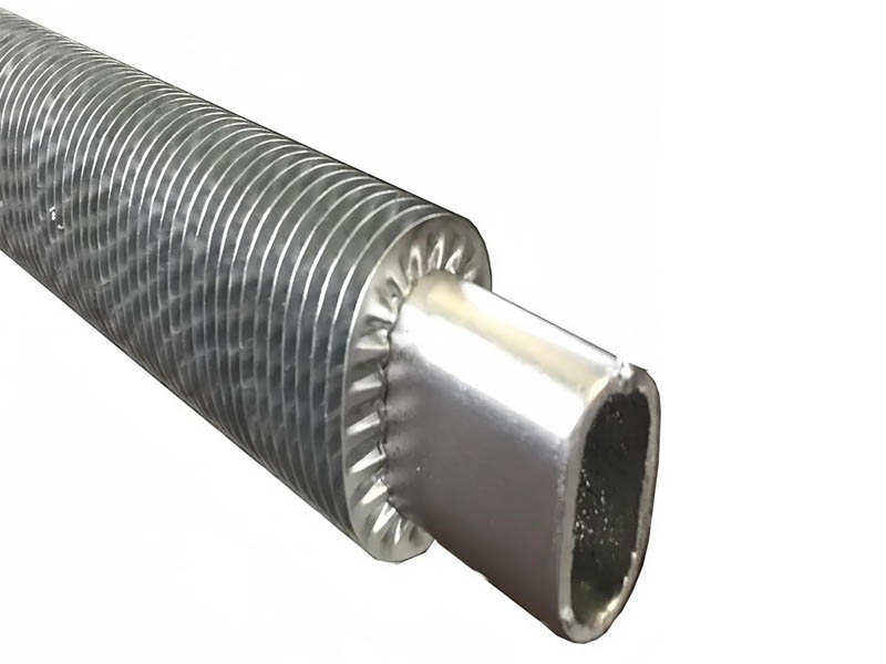 Oval spiral finned tube
